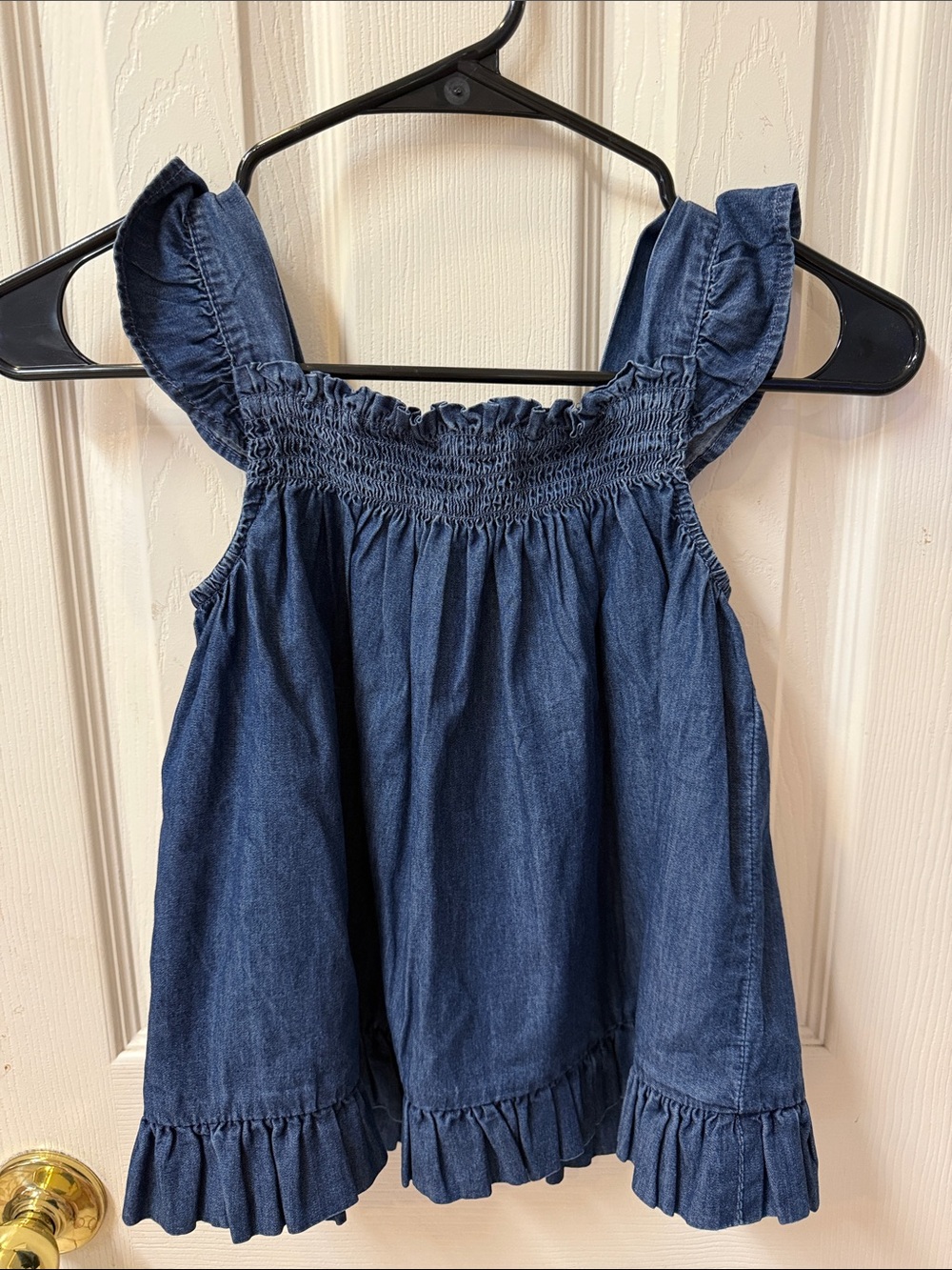 Janie and Jack Navy Denim Ruffle Strap Tank